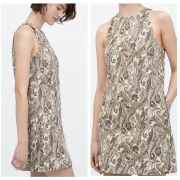 Zara Paisley Print Sleeveless A Line Dress Size S Small Multicolor - Picture 9 of 9